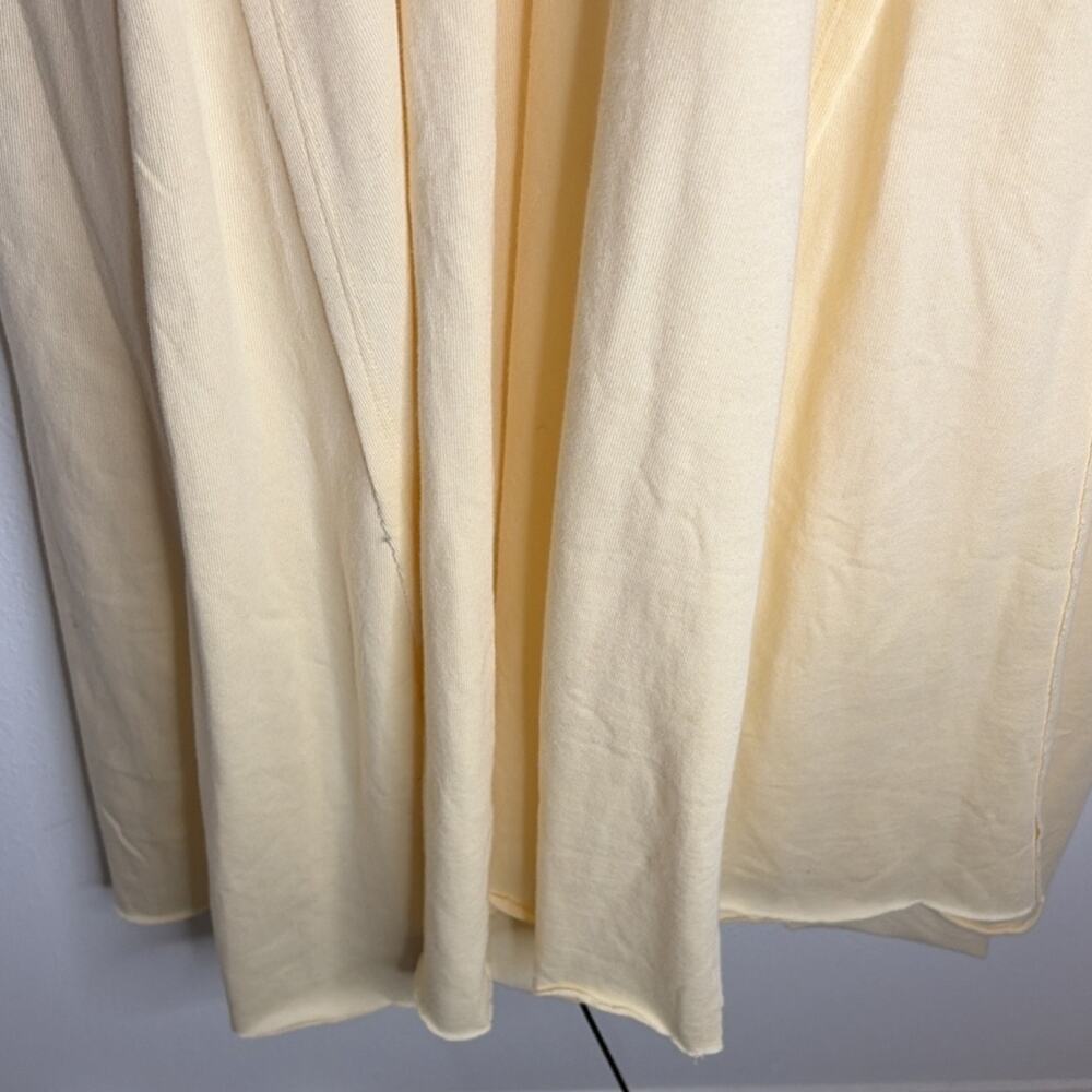 Free people Yellow Knit A-Line Long Dress Puff Short Sleeve Crew Neck Ruffle L-G - Picture 7 of 9